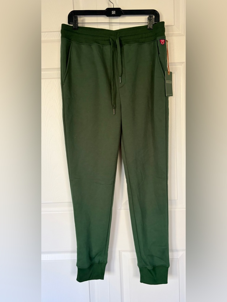 Arthur Beale Sweatpants Men's Joggers Embroidered Logo Pockets Green Nwt Medium